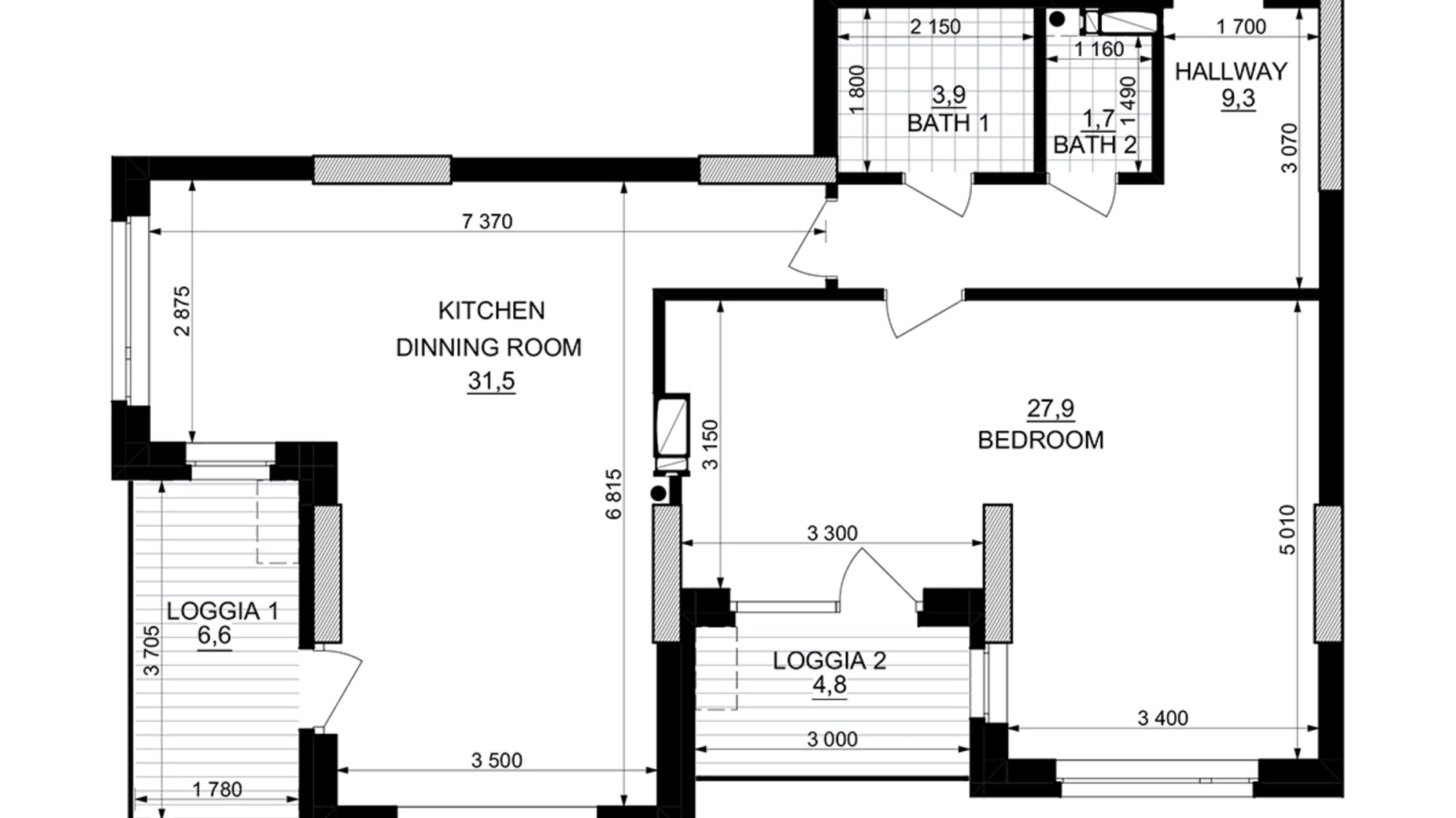 Планировка 1-комнатной квартиры в ЖК Kub29 80 м², фото 365263