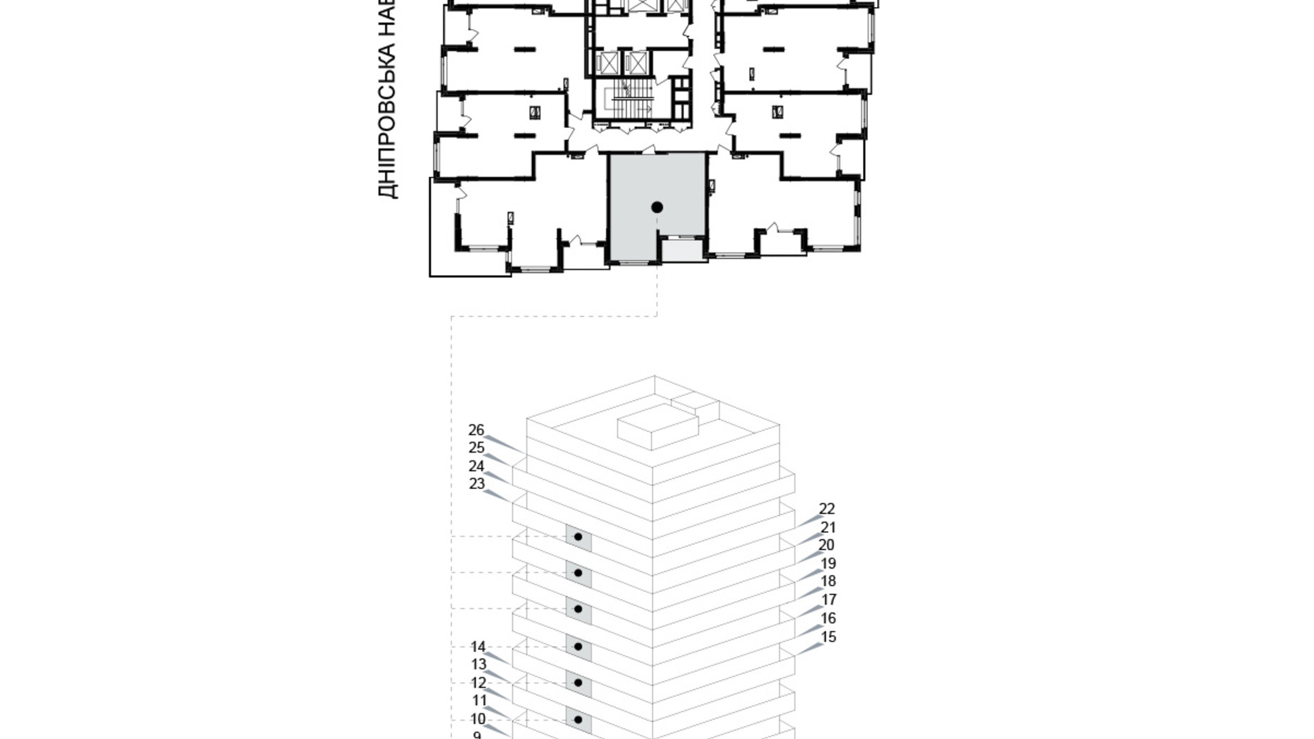 Планировка 1-комнатной квартиры в ЖК Kub29 45.7 м², фото 365268