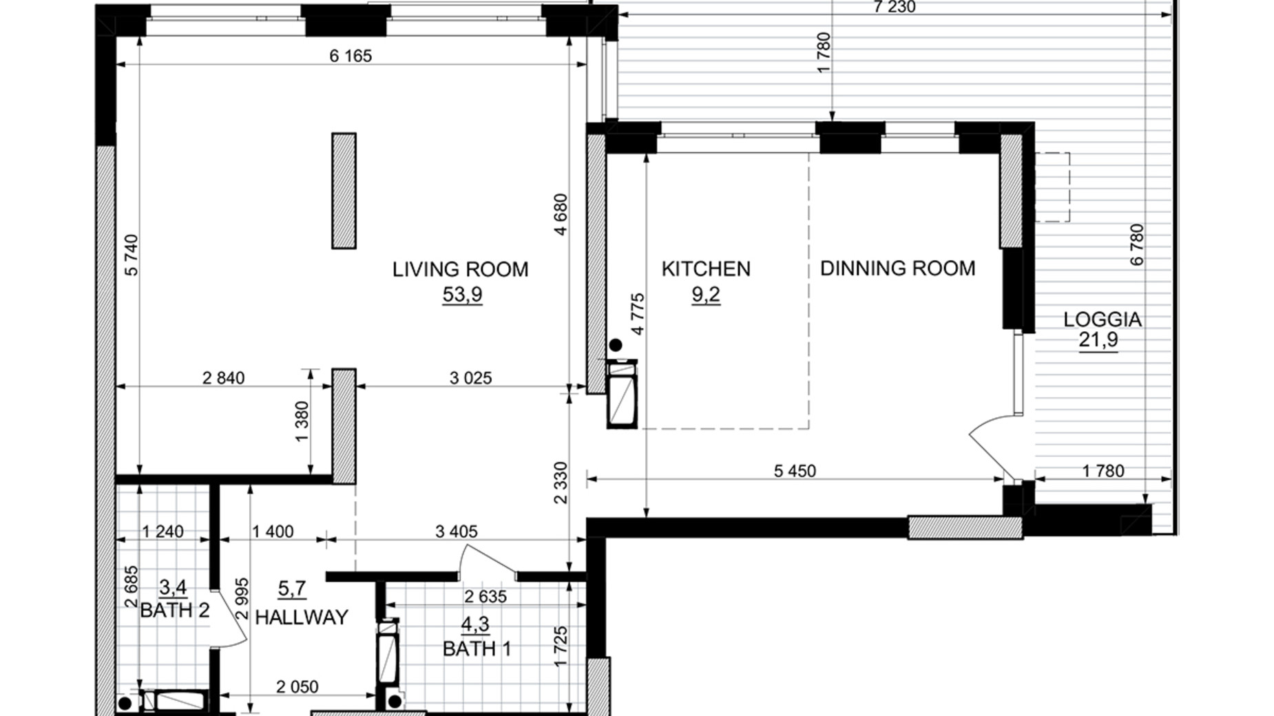 Планировка 1-комнатной квартиры в ЖК Kub29 87.4 м², фото 365276