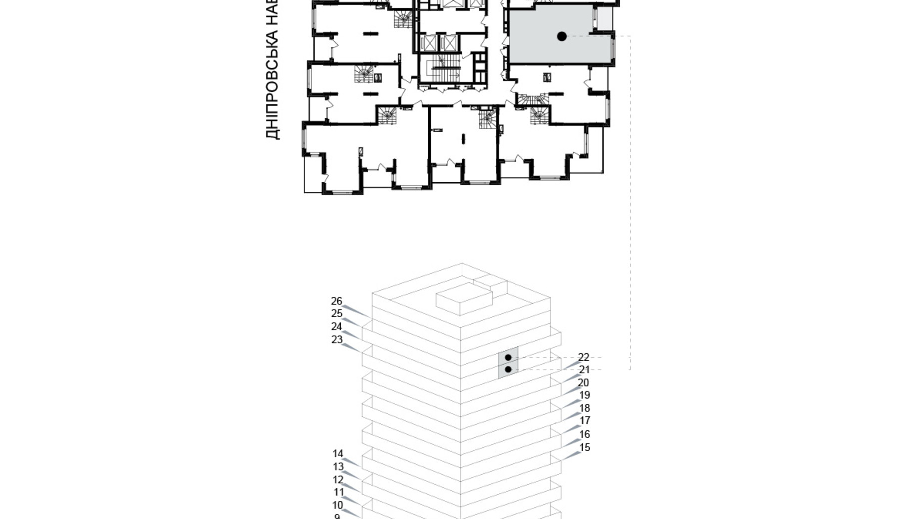 Планування багато­рівневої квартири в ЖК Kub29 105.7 м², фото 365280