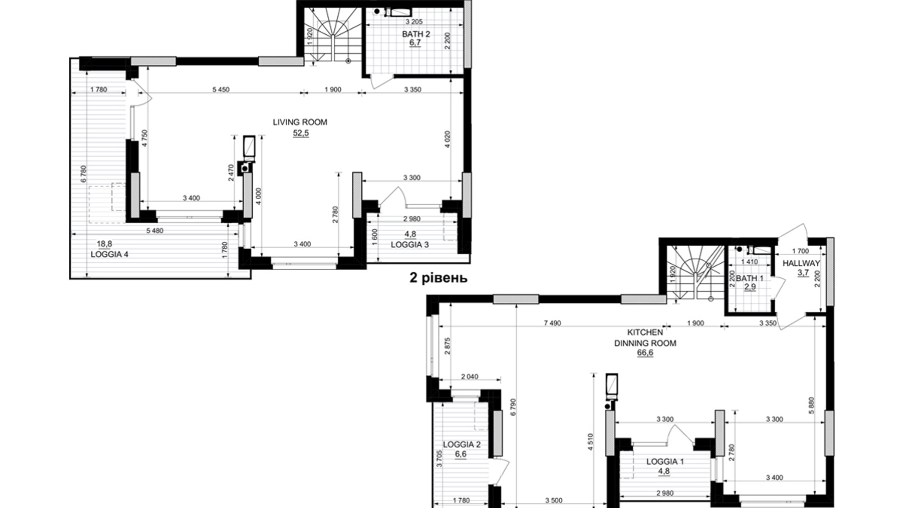 Планировка много­уровневой квартиры в ЖК Kub29 149.9 м², фото 365284