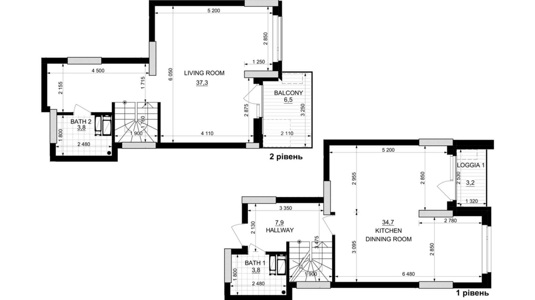 Планировка много­уровневой квартиры в ЖК Kub29 91.5 м², фото 365286
