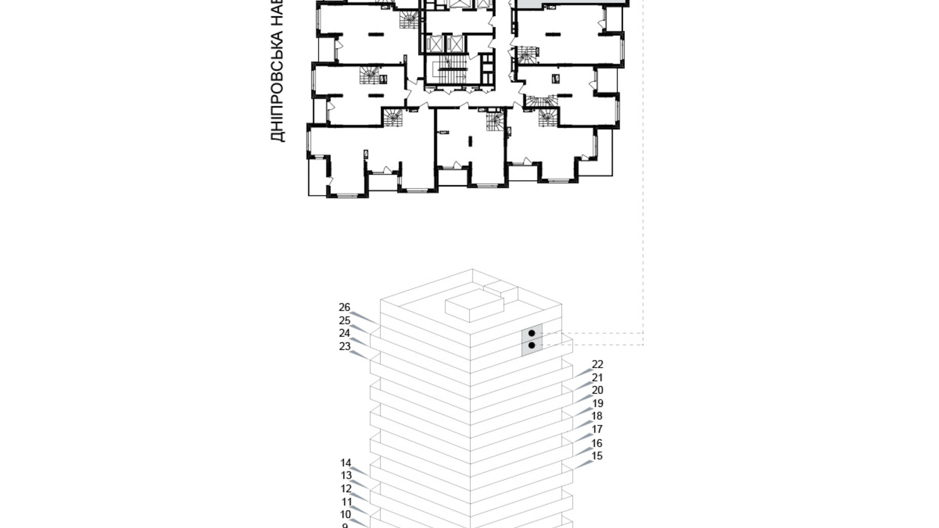 Планування багато­рівневої квартири в ЖК Kub29 91.5 м², фото 365287