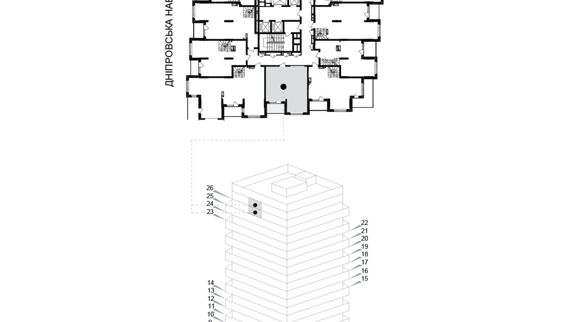 Планировка много­уровневой квартиры в ЖК Kub29 79.1 м², фото 365300