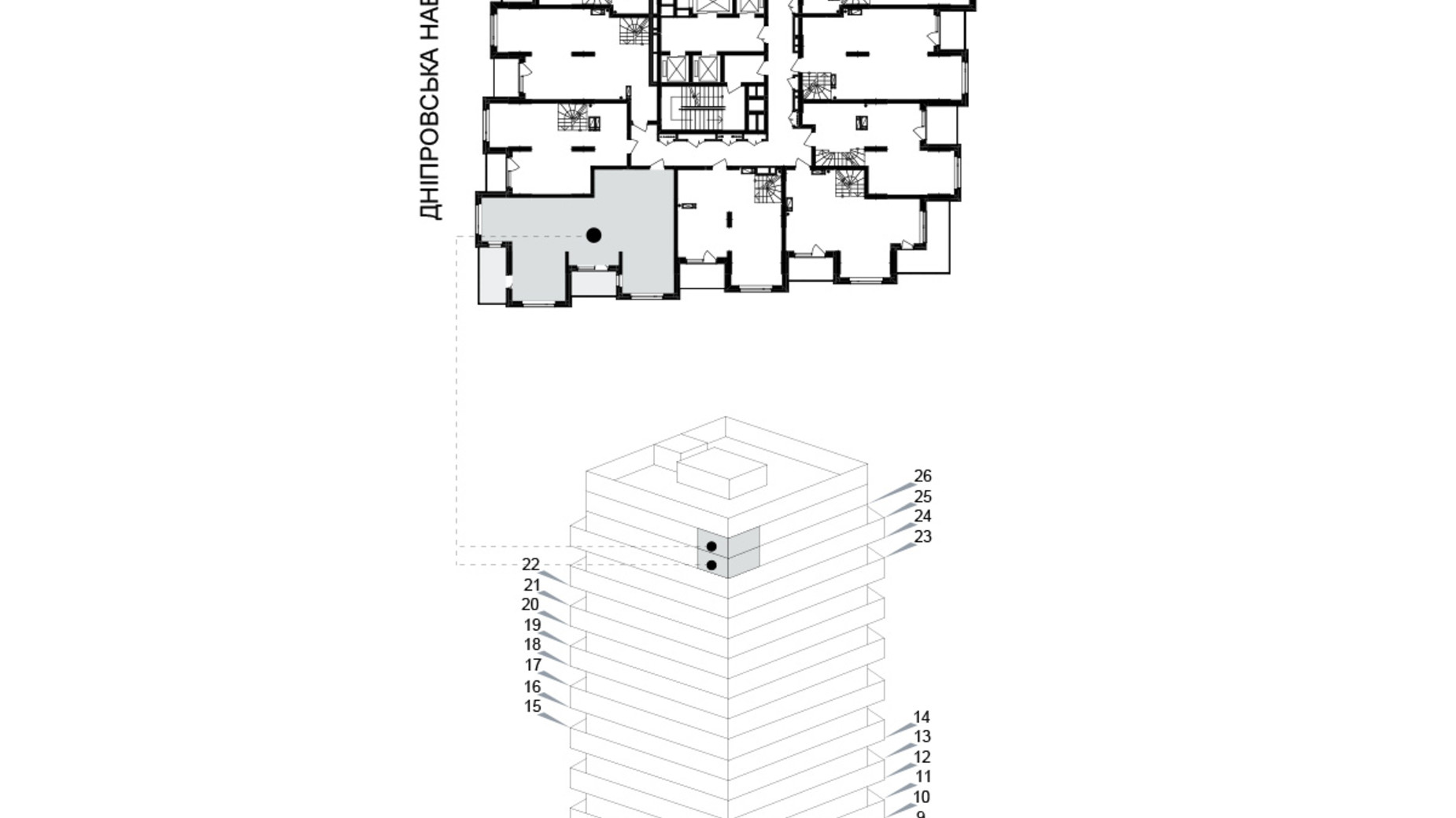 Планування багато­рівневої квартири в ЖК Kub29 135.5 м², фото 365301