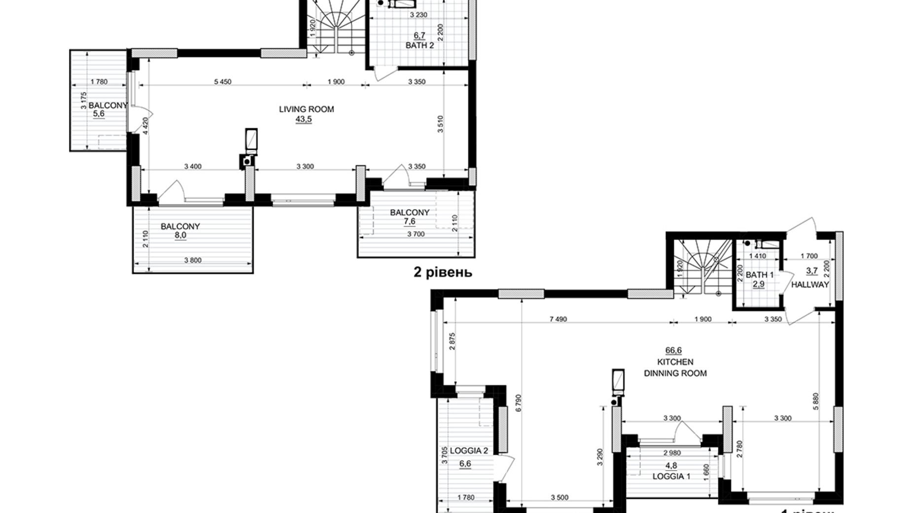 Планировка много­уровневой квартиры в ЖК Kub29 135.5 м², фото 365303