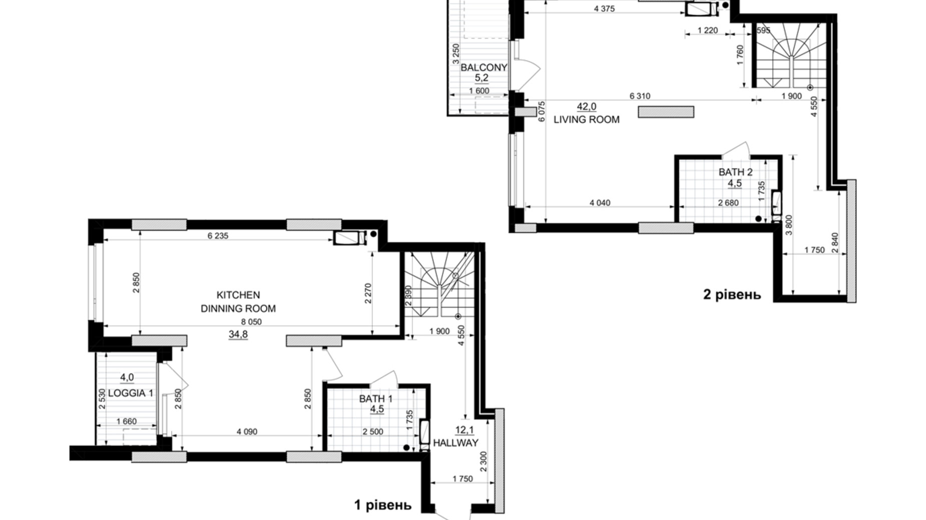 Планировка много­уровневой квартиры в ЖК Kub29 101.5 м², фото 365305