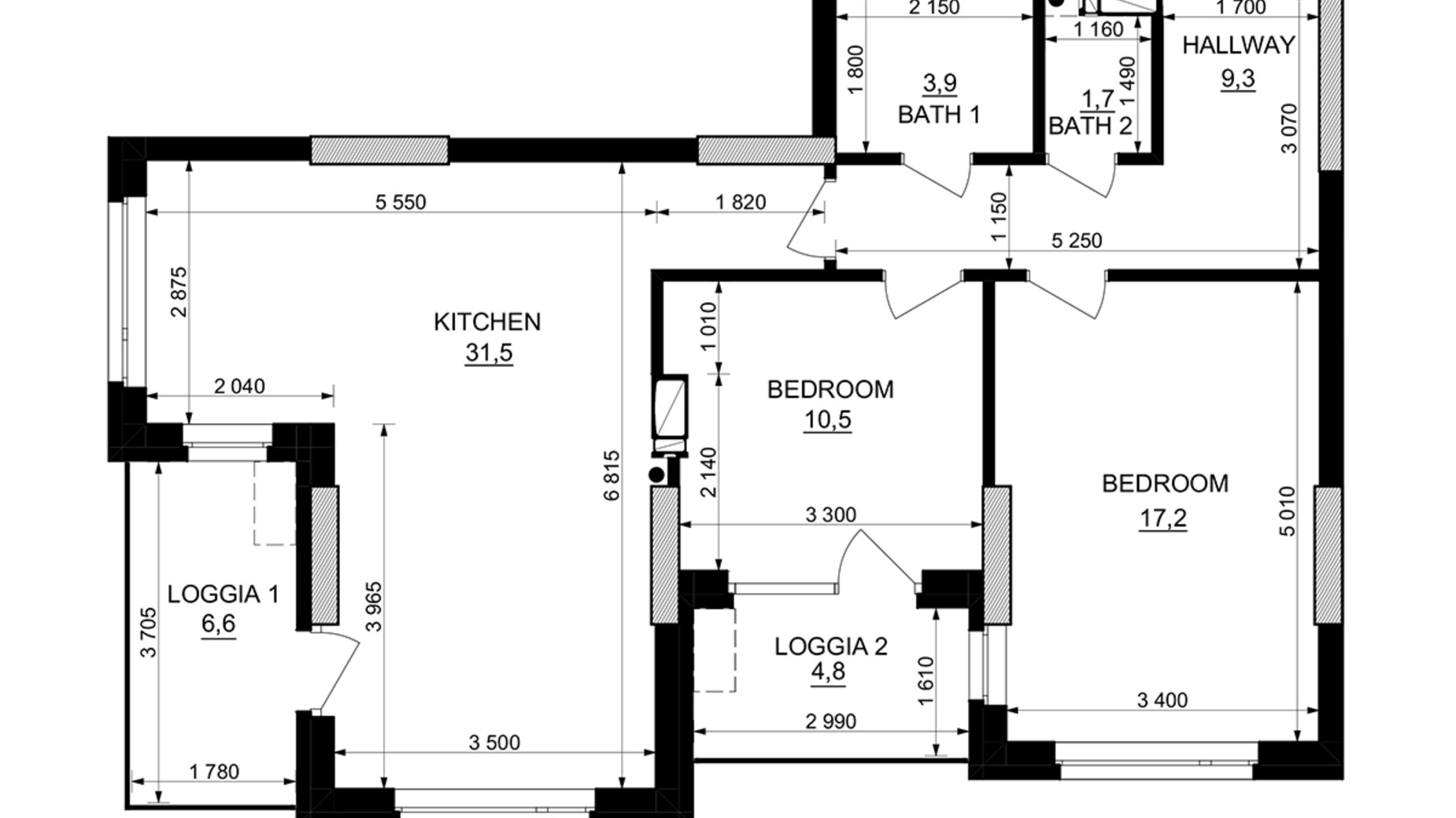 Планировка 2-комнатной квартиры в ЖК Kub29 79.8 м², фото 365318