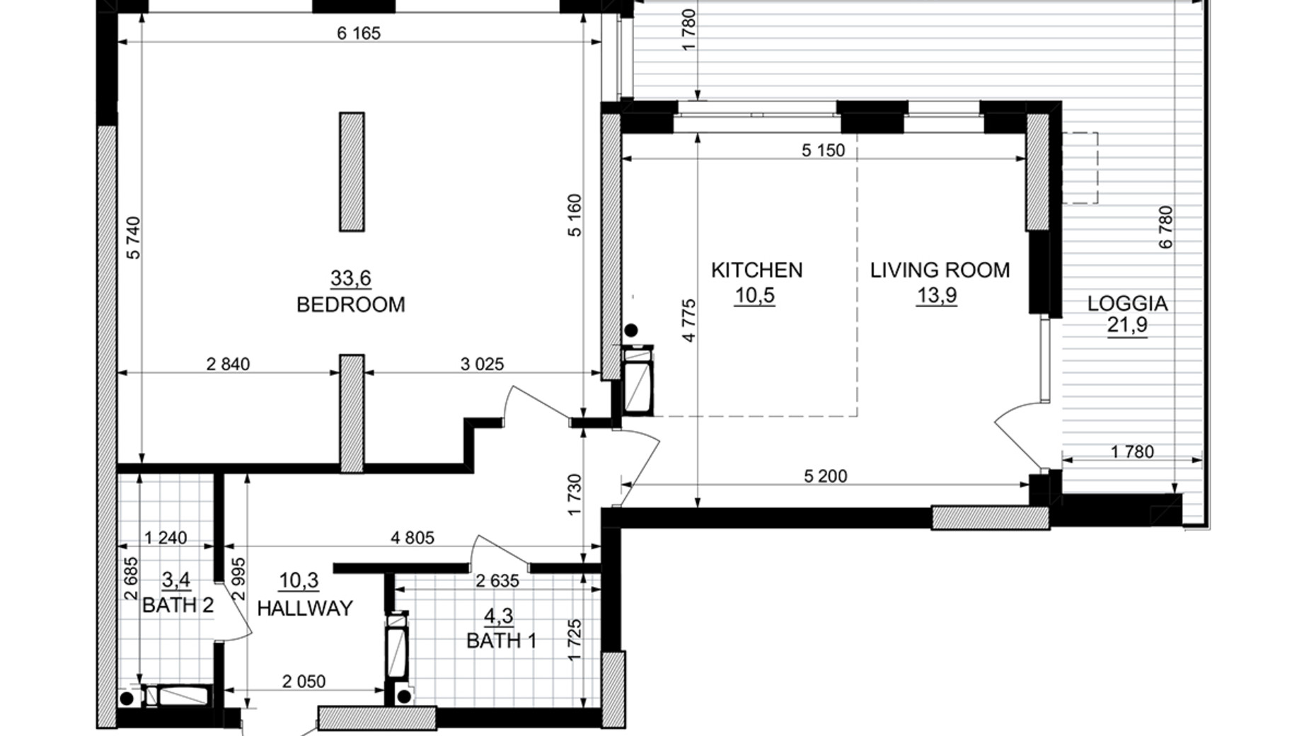 Планировка 2-комнатной квартиры в ЖК Kub29 86.7 м², фото 365320