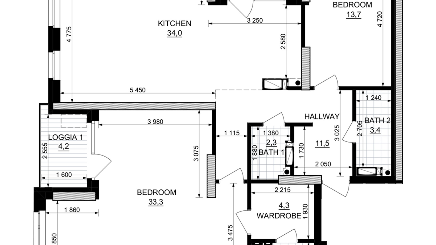 Планировка 2-комнатной квартиры в ЖК Kub29 111 м², фото 365327