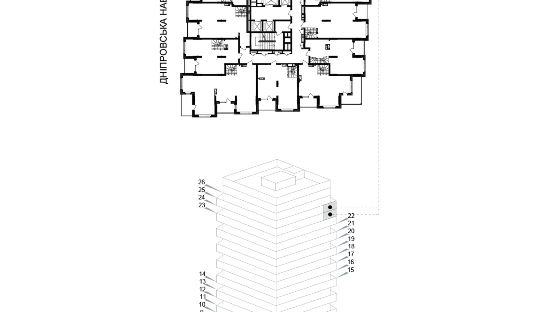 Планування багато­рівневої квартири в ЖК Kub29 175.4 м², фото 365330