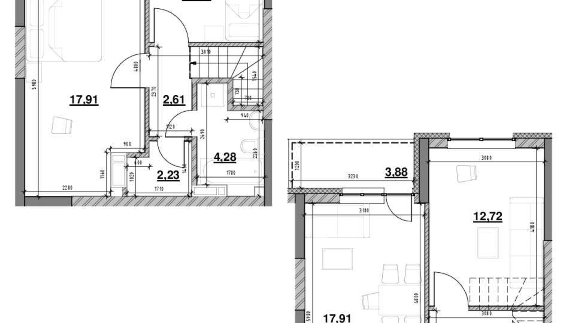 Планування багато­рівневої квартири в ЖК Ok'Land 84.44 м², фото 365465