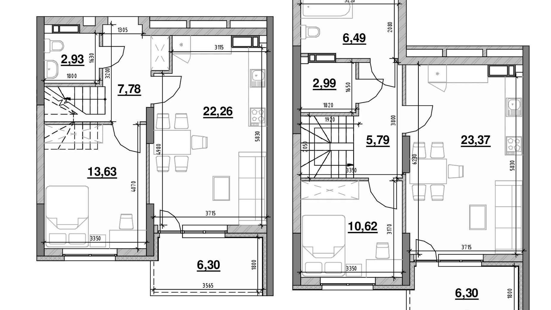 Планировка много­уровневой квартиры в ЖК Ok'Land 108.46 м², фото 365562