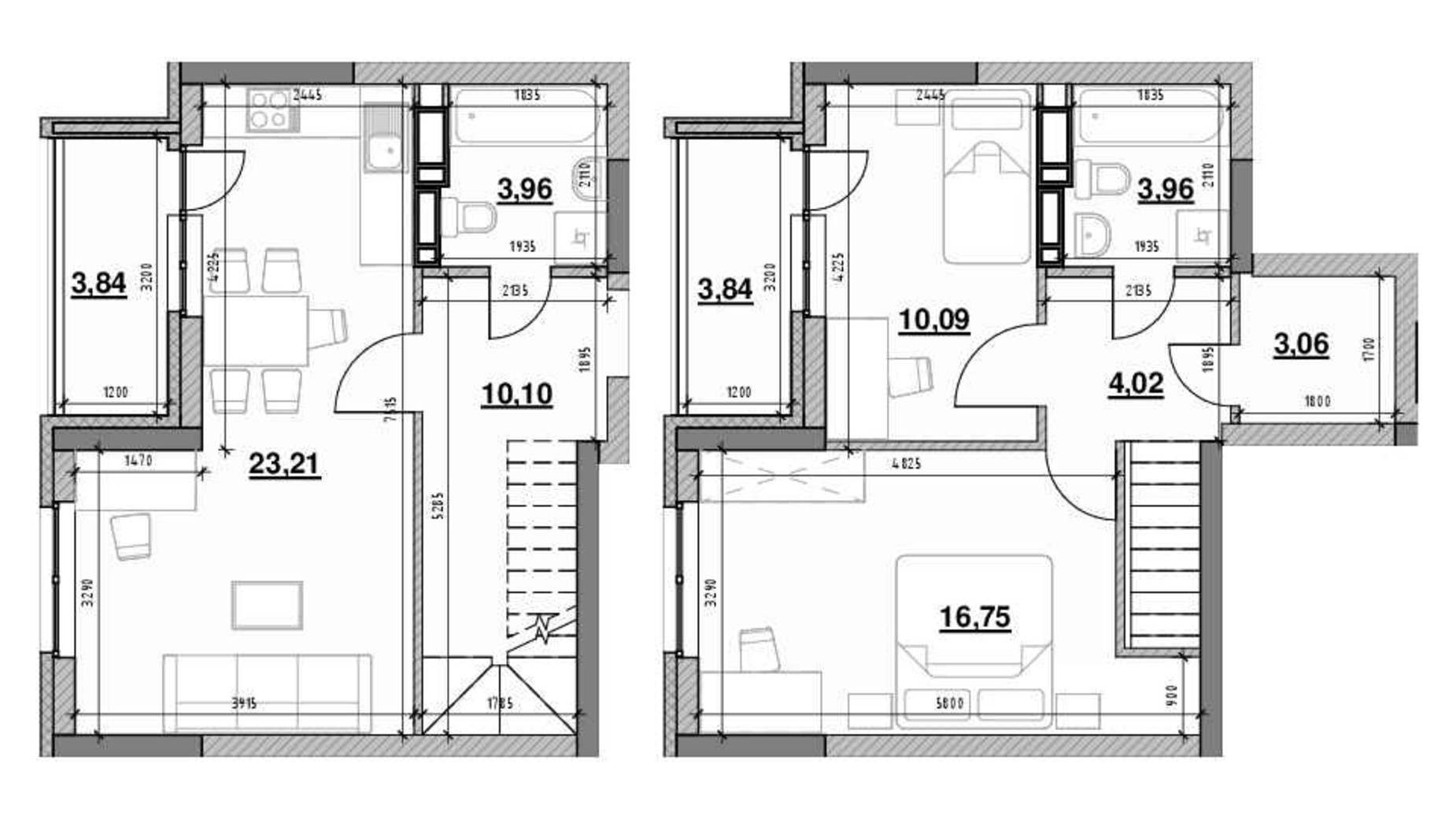 Планировка много­уровневой квартиры в ЖК Ok'Land 78.05 м², фото 365567