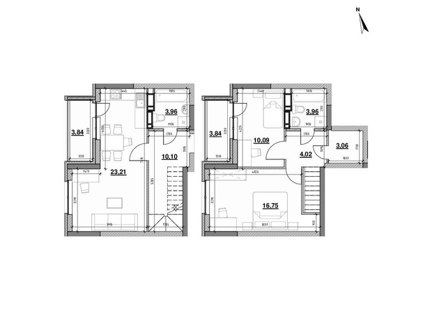 ЖК Ok'Land: планування 2-кімнатної квартири 78.05 м²