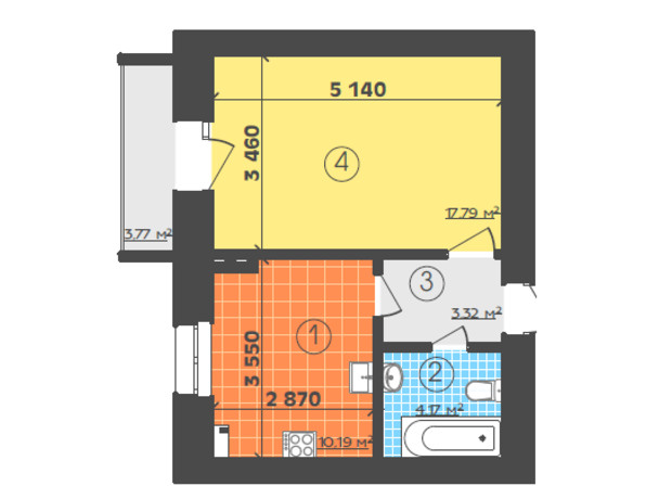 ЖК Кролевец: планировка 1-комнатной квартиры 36.6 м²