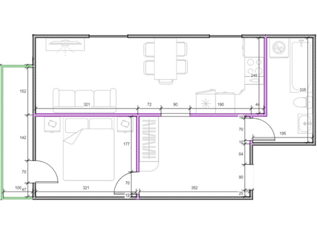 ЖК Династия: планировка 1-комнатной квартиры 39.6 м²