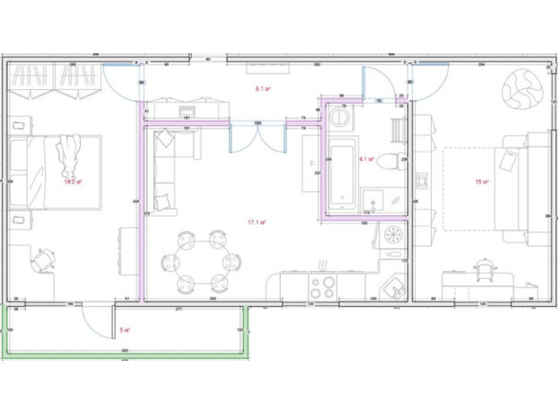 ЖК Династия: планировка 2-комнатной квартиры 39.6 м²