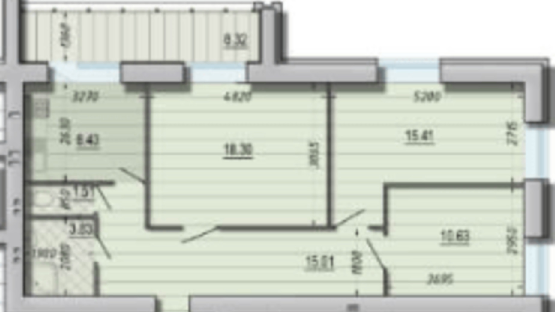 Планировка 3-комнатной квартиры в ЖК Craft House 81.44 м², фото 365811