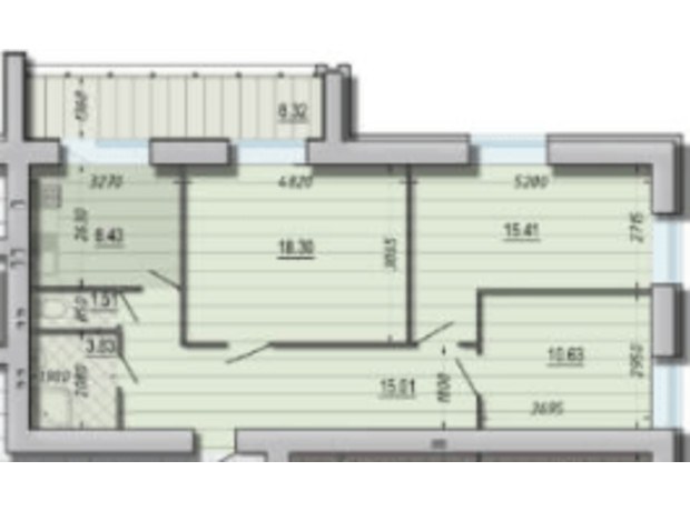 ЖК Craft House: планировка 3-комнатной квартиры 81.44 м²
