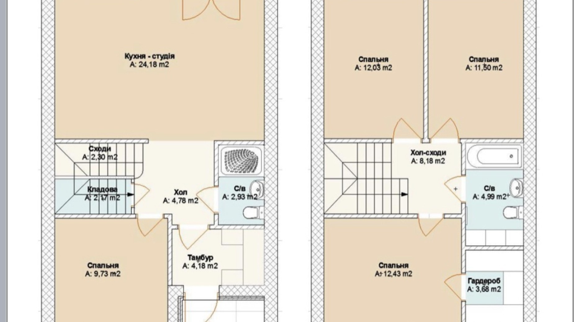Планировка таунхауса в Таунхаус ул. Весенняя 114 м², фото 365970
