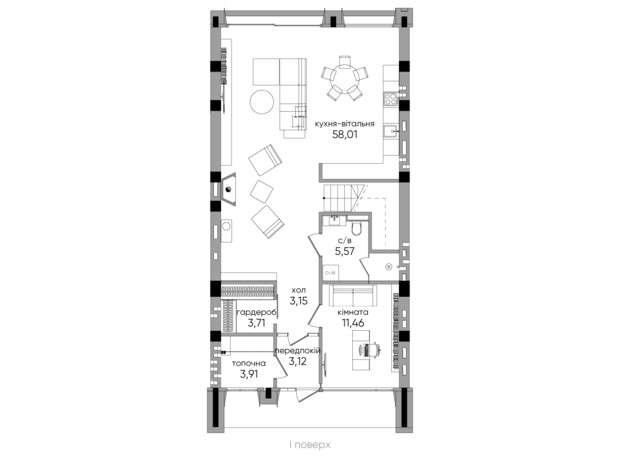 Таунхаус Park Lake City Terra: планировка 4-комнатной квартиры 169.9 м²