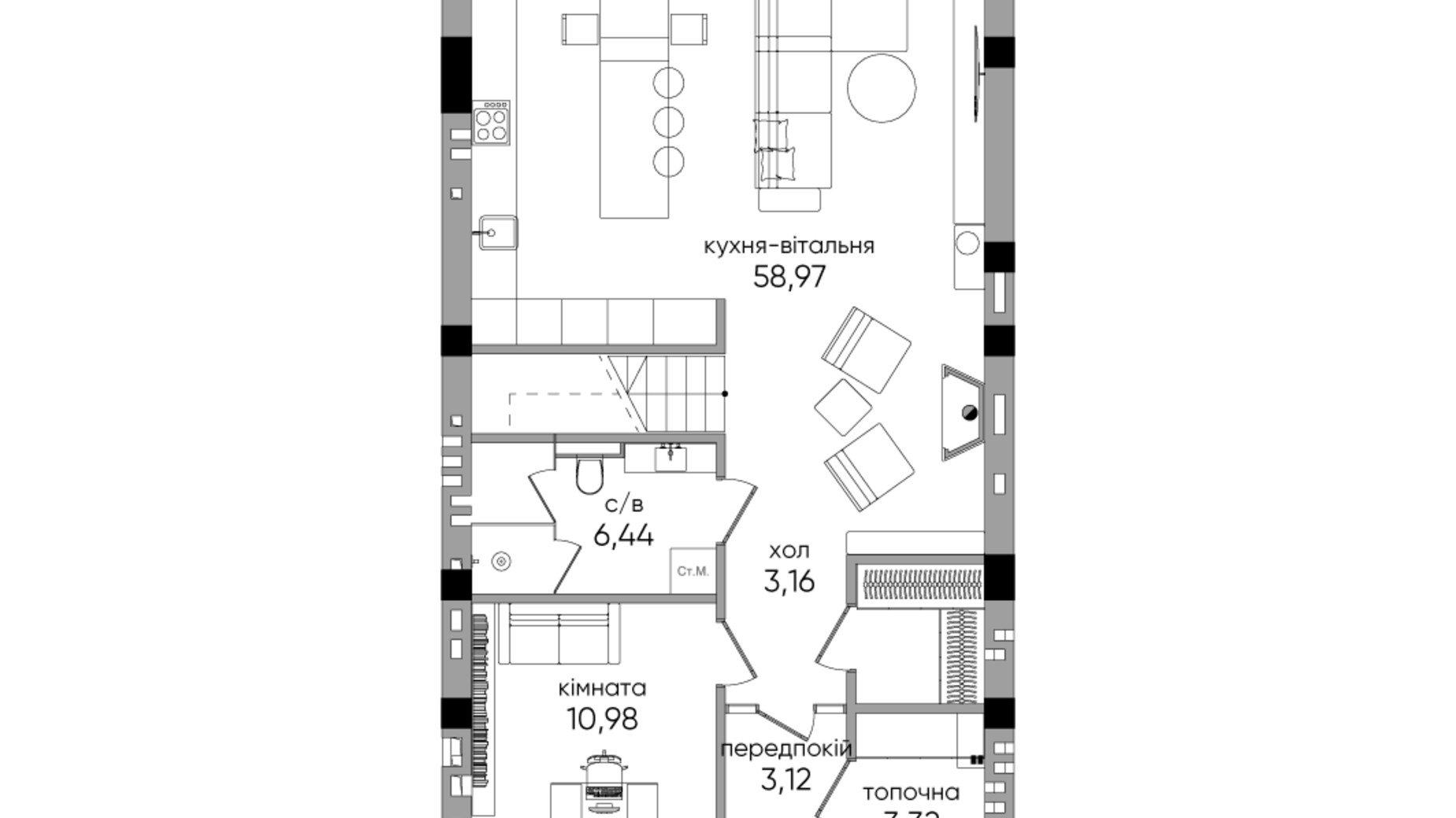 Планировка таунхауса в Таунхаус Park Lake City Terra 163.83 м², фото 366289