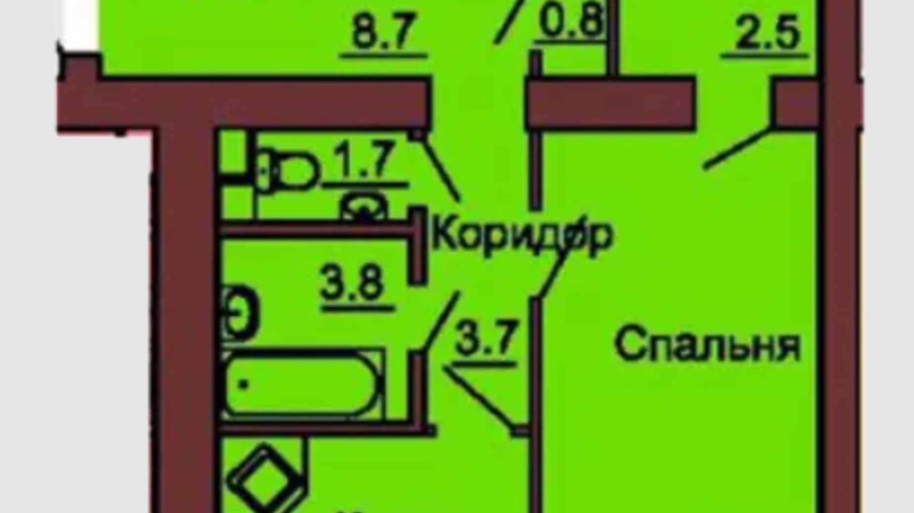 Планировка 2-комнатной квартиры в ЖК София Клубный 64.1 м², фото 366567