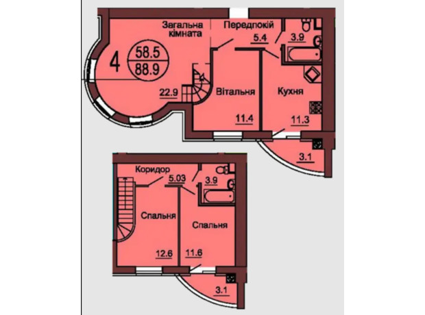 ЖК Софія Клубний: планування 4-кімнатної квартири 88.7 м²