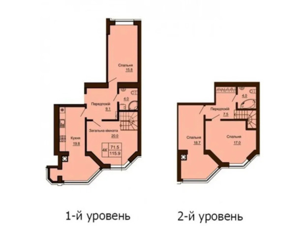 ЖК Софія Клубний: планування 4-кімнатної квартири 115.9 м²