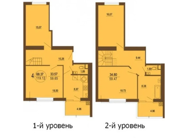 ЖК София Клубный: планировка 4-комнатной квартиры 125.1 м²