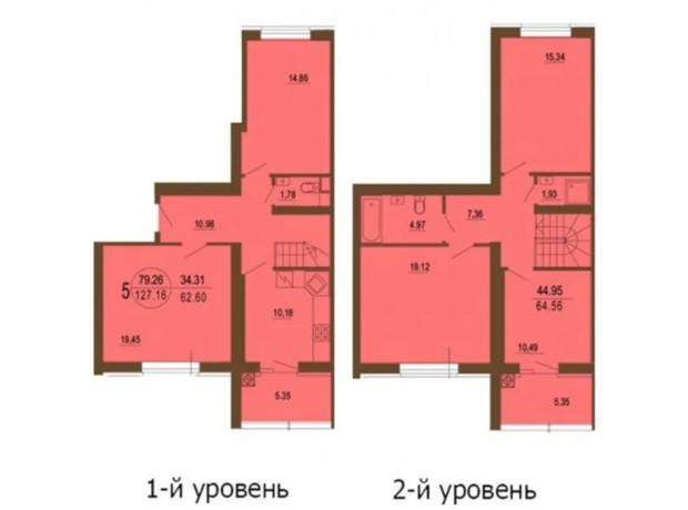 ЖК София Клубный: планировка 5-комнатной квартиры 133.6 м²