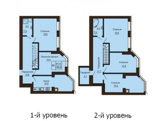 ЖК София Клубный: планировка 5-комнатной квартиры 130.8 м²