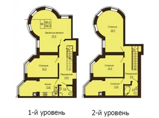 ЖК Софія Клубний: планування 5-кімнатної квартири 134.2 м²