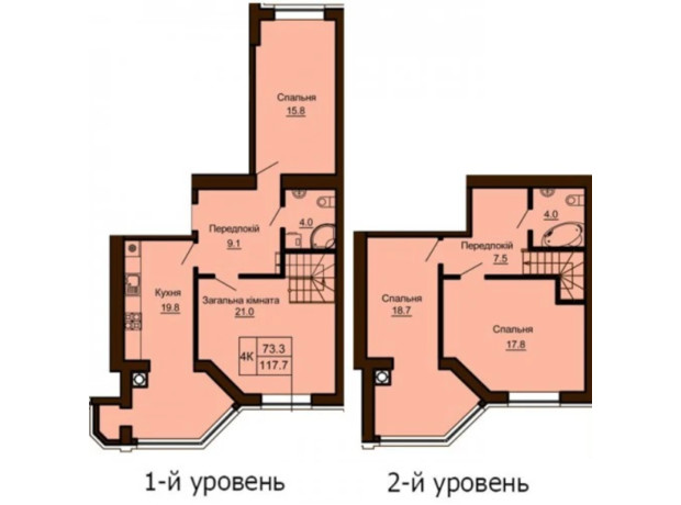 ЖК Софія Клубний: планування 4-кімнатної квартири 117.7 м²