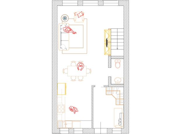 Таунхаус Голландия: планировка 3-комнатной квартиры 100 м²