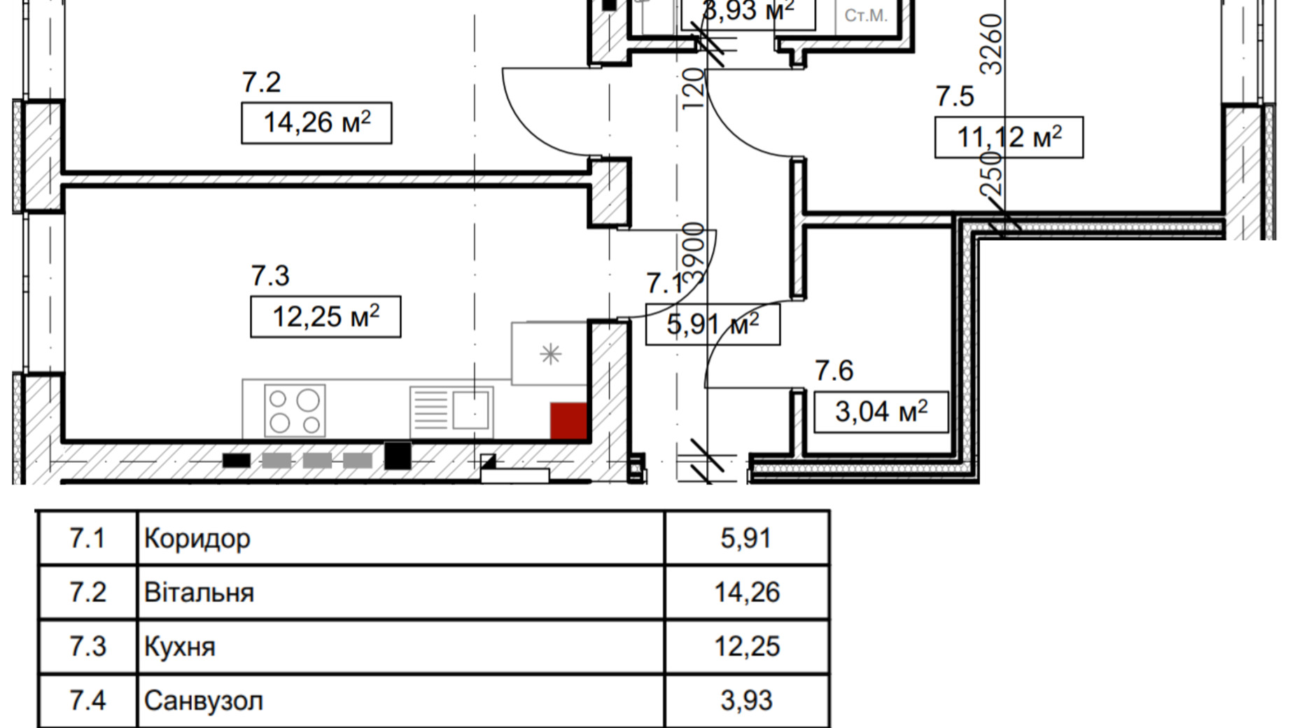 Планировка 2-комнатной квартиры в ЖК FreeDom 31.47 м², фото 366862