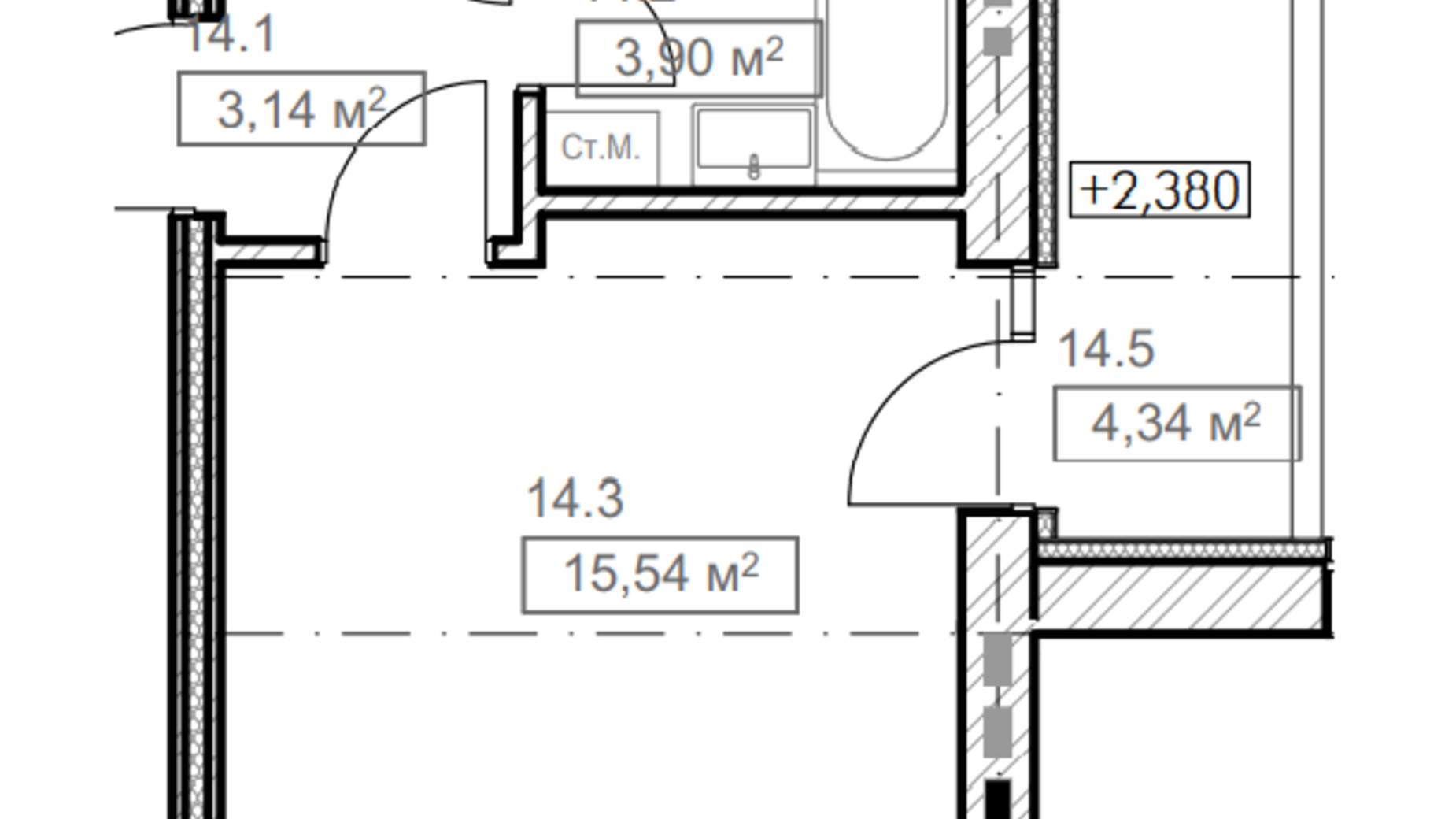 Планування 1-кімнатної квартири в ЖК FreeDom 36.72 м², фото 366879