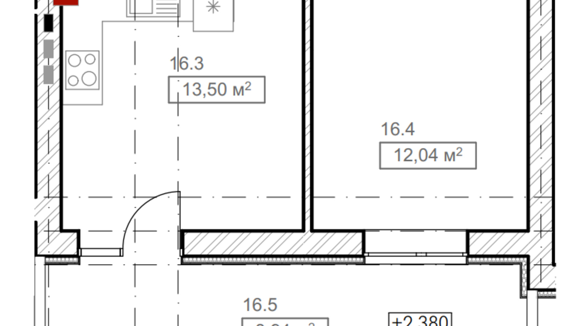 Планировка 1-комнатной квартиры в ЖК FreeDom 36.87 м², фото 366880