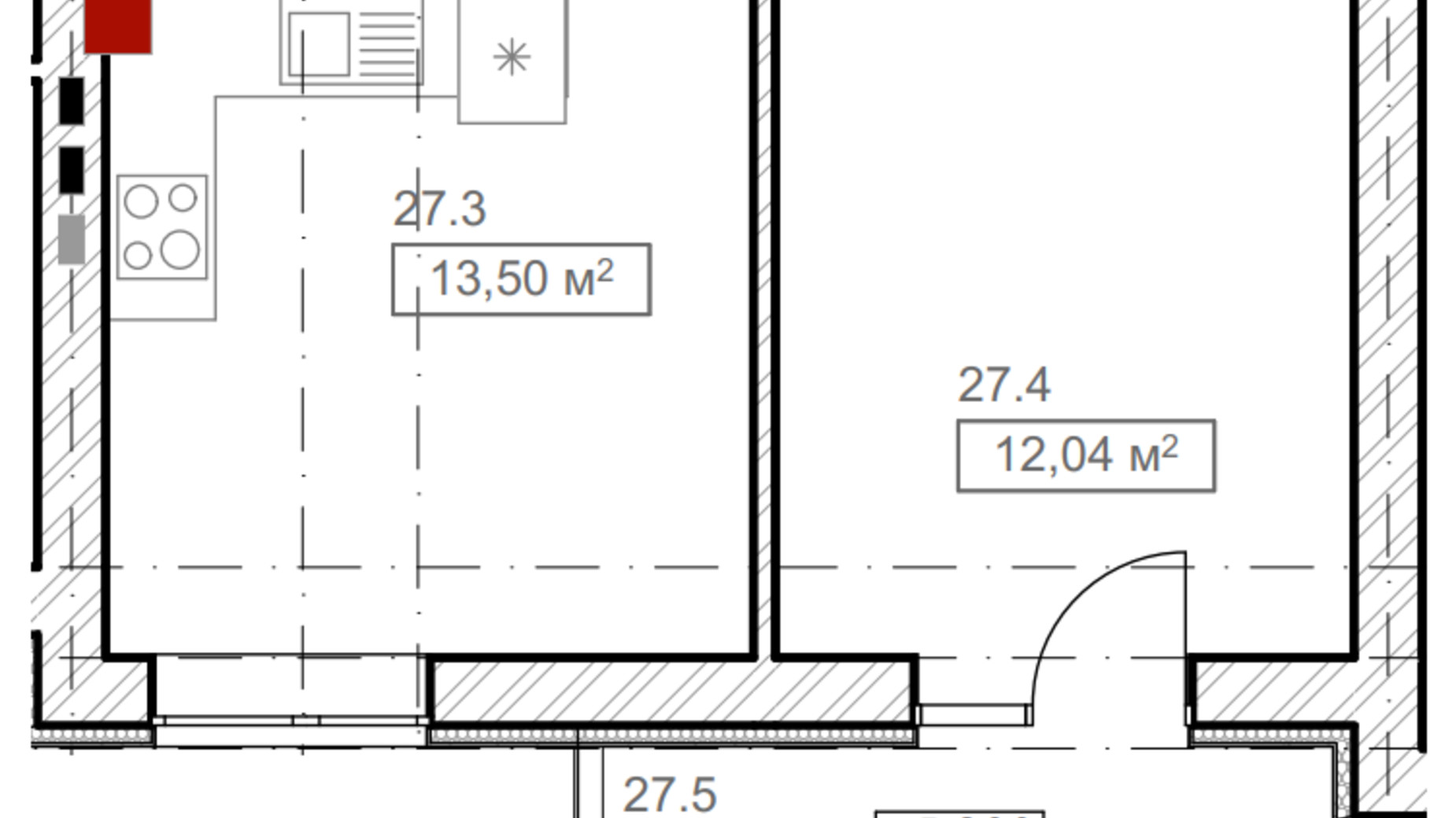 Планировка 1-комнатной квартиры в ЖК FreeDom 33.57 м², фото 366889