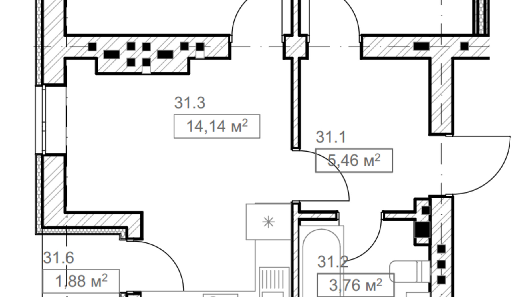 Планировка 2-комнатной квартиры в ЖК FreeDom 51.99 м², фото 366903