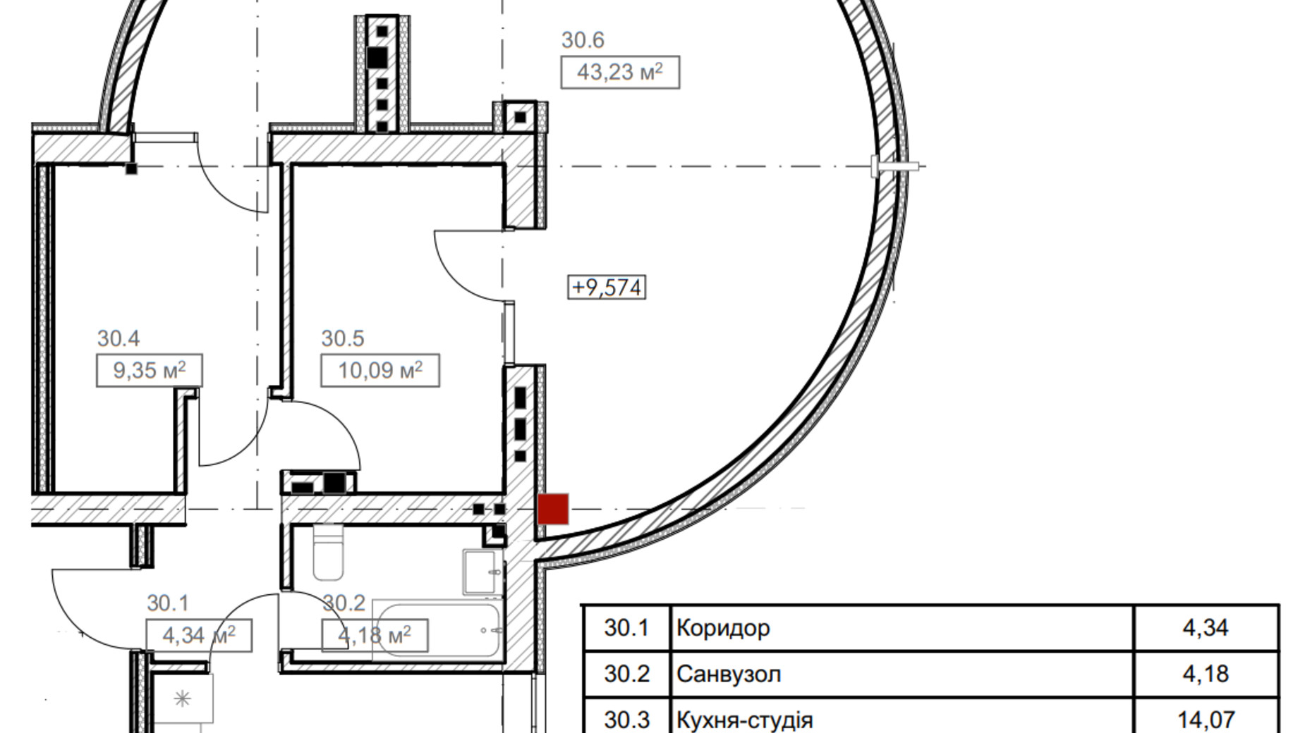 Планування 2-кімнатної квартири в ЖК FreeDom 82.26 м², фото 366904