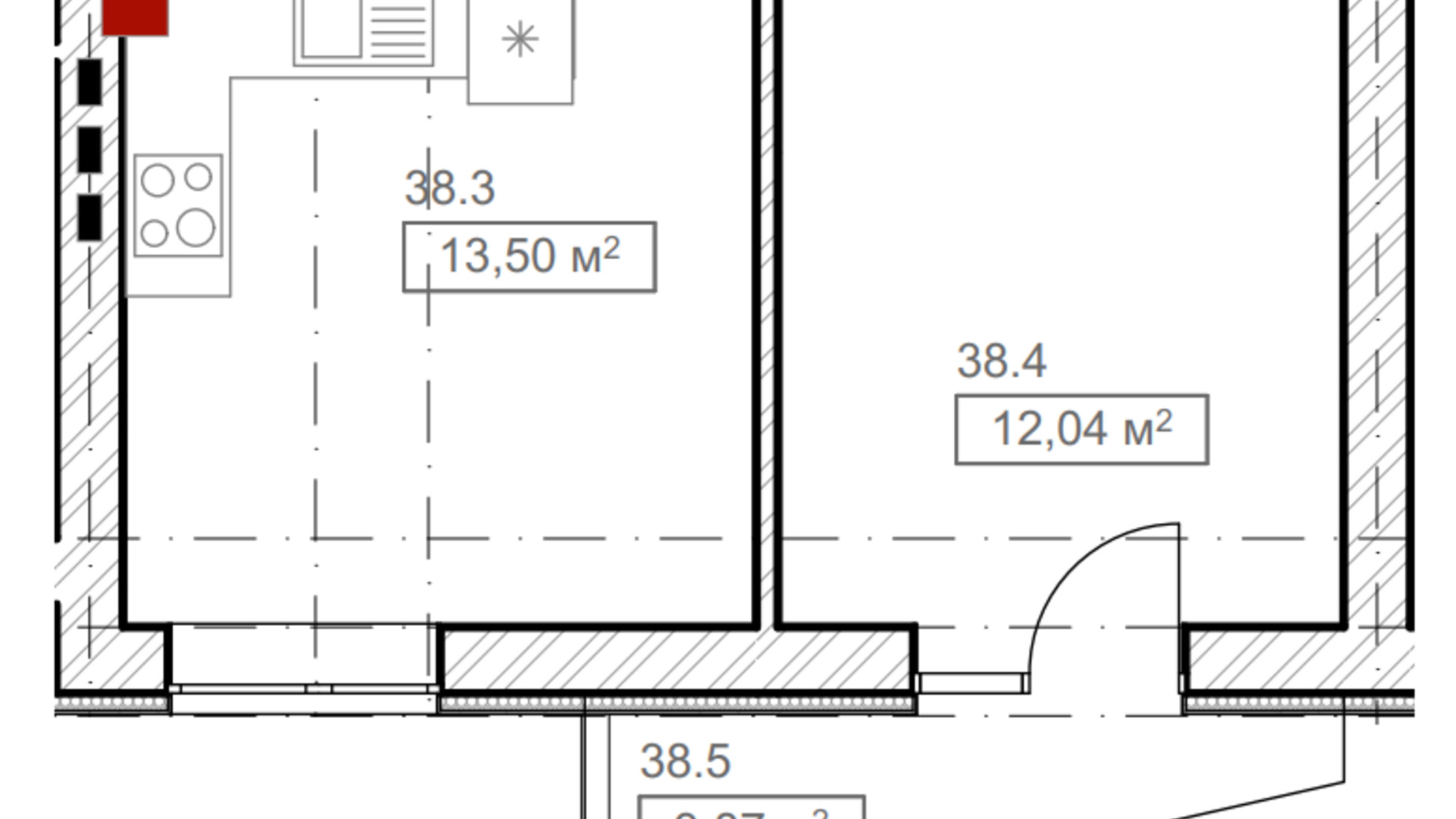 Планування 1-кімнатної квартири в ЖК FreeDom 35.98 м², фото 366906