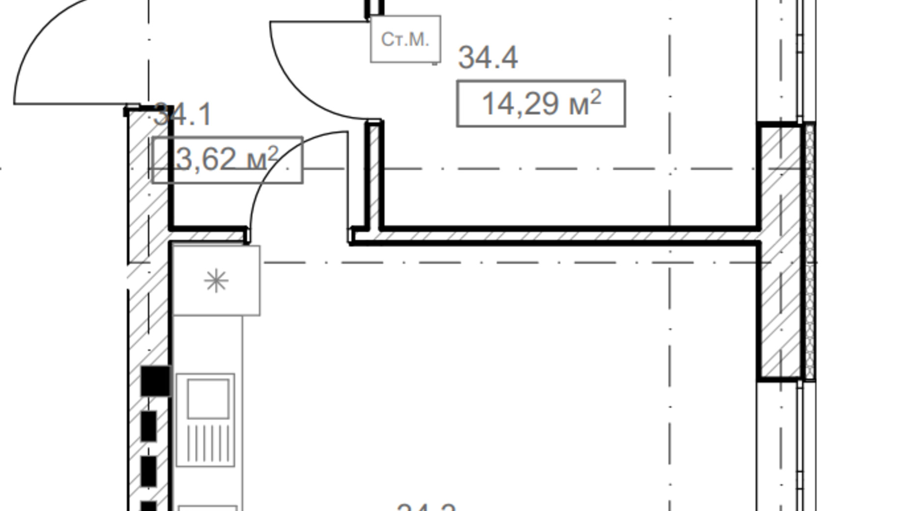 Планировка 2-комнатной квартиры в ЖК FreeDom 47.06 м², фото 366910