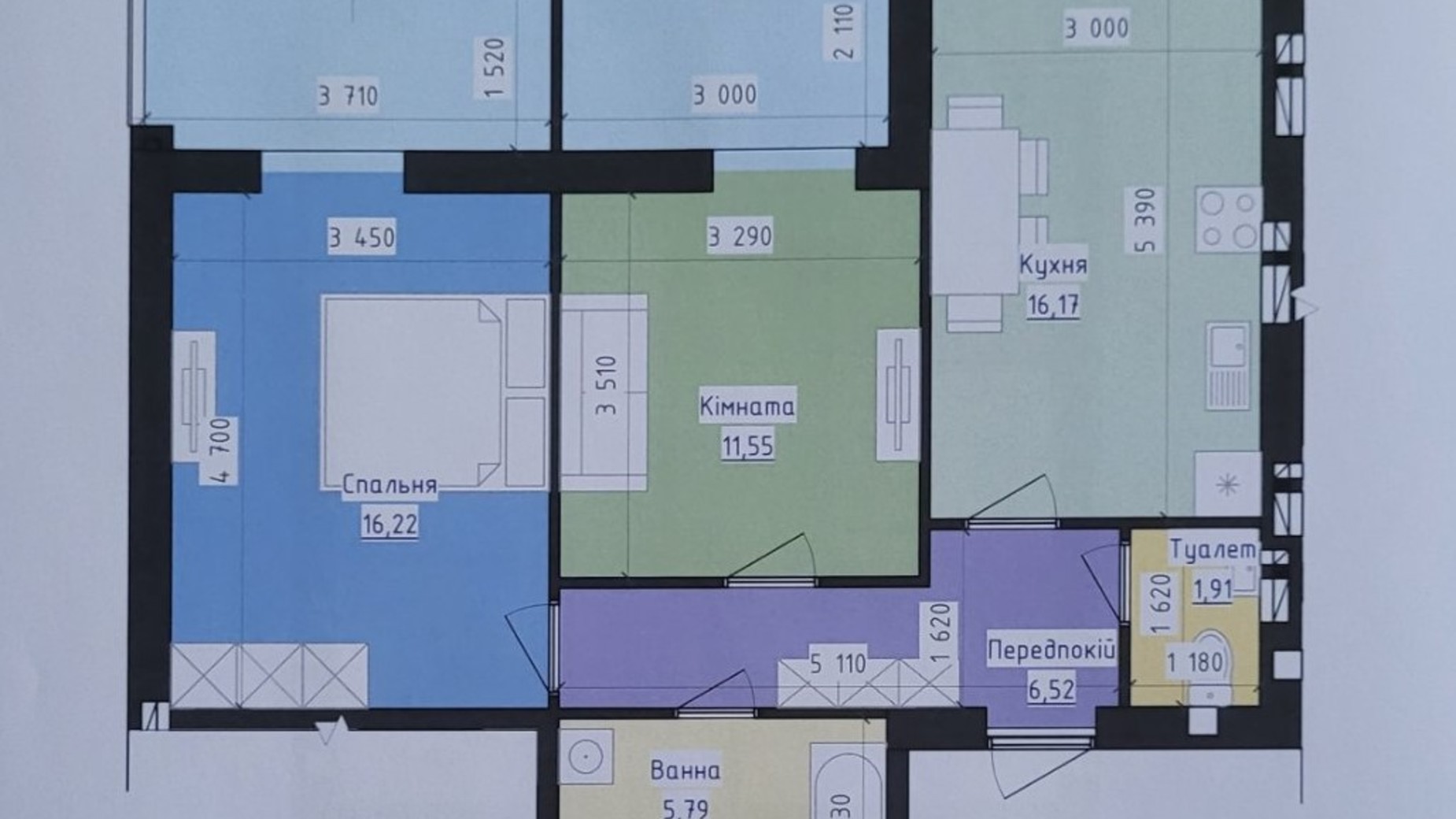 Планування 2-кімнатної квартири в ЖК Престиж 69.24 м², фото 367441