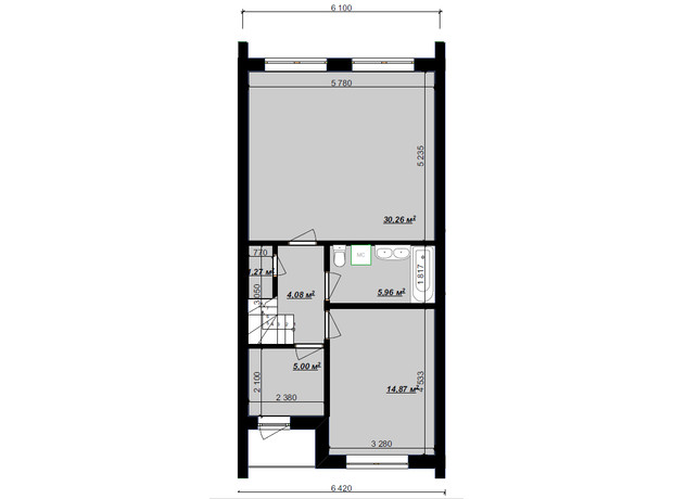 Таунхаус Березовый: планировка 4-комнатной квартиры 120 м²