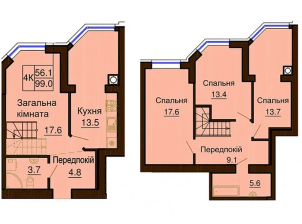 ЖК Софія Клубний: планування 4-кімнатної квартири 99 м²