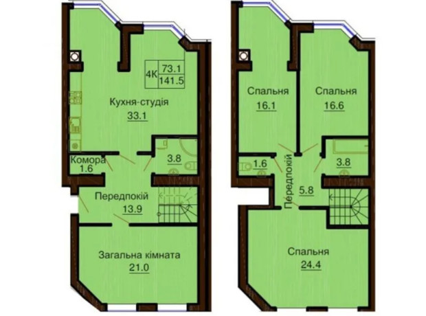 ЖК Софія Клубний: планування 4-кімнатної квартири 141.5 м²