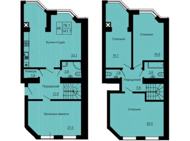 ЖК Софія Клубний: планування 4-кімнатної квартири 141.7 м²