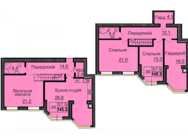 ЖК Софія Клубний: планування 3-кімнатної квартири 145.3 м²